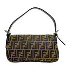 FENDI Baguette Zucca Brown Canvas Shoulder Bag
