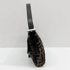 FENDI Baguette Zucca Brown Canvas Shoulder Bag