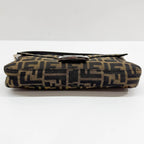 FENDI Baguette Zucca Brown Canvas Shoulder Bag