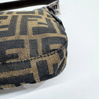 FENDI Baguette Zucca Brown Canvas Shoulder Bag