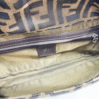 FENDI Baguette Zucca Brown Canvas Shoulder Bag