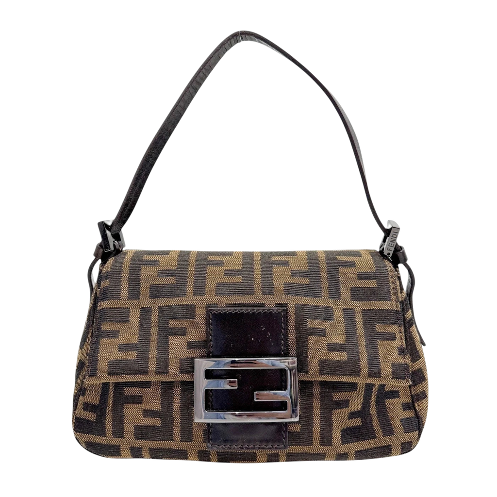 FENDI Mini Mamma Baguette Brown Zucca Canvas Hand Bag