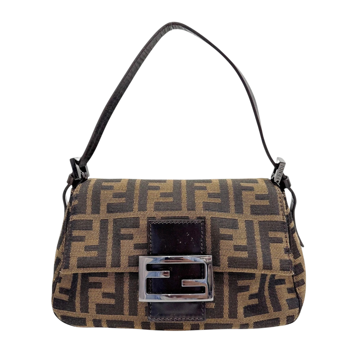 FENDI Mini Mamma Baguette Brown Zucca Canvas Hand Bag