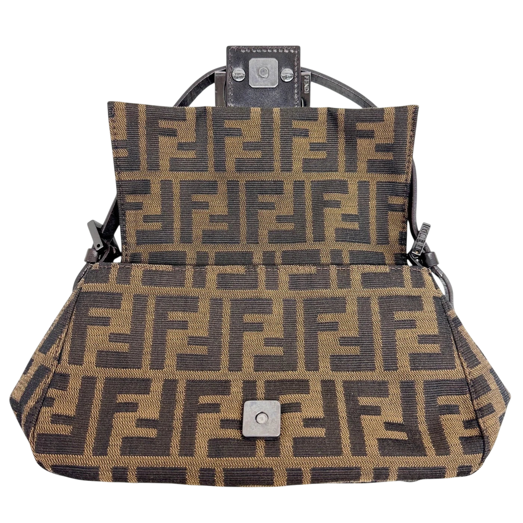 FENDI Mini Mamma Baguette Brown Zucca Canvas Hand Bag