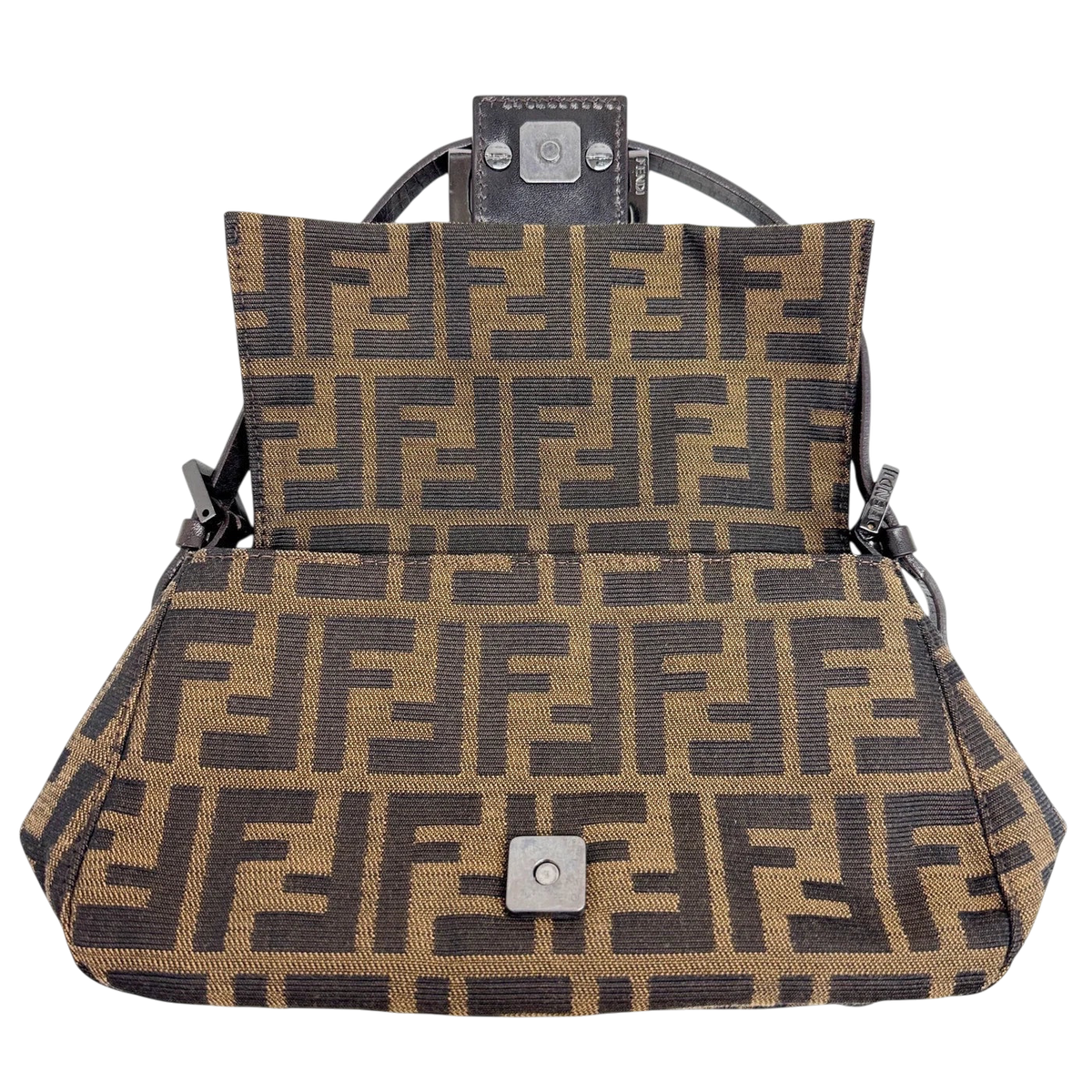 FENDI Mini Mamma Baguette Brown Zucca Canvas Hand Bag