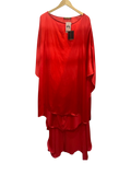 Erika Peña Vibrant Red Satin Kaftan Maxi Dress