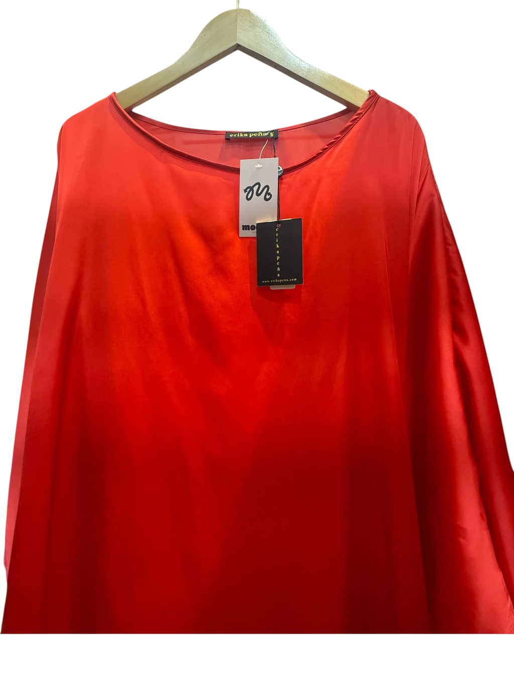 Erika Peña Vibrant Red Satin Kaftan Maxi Dress