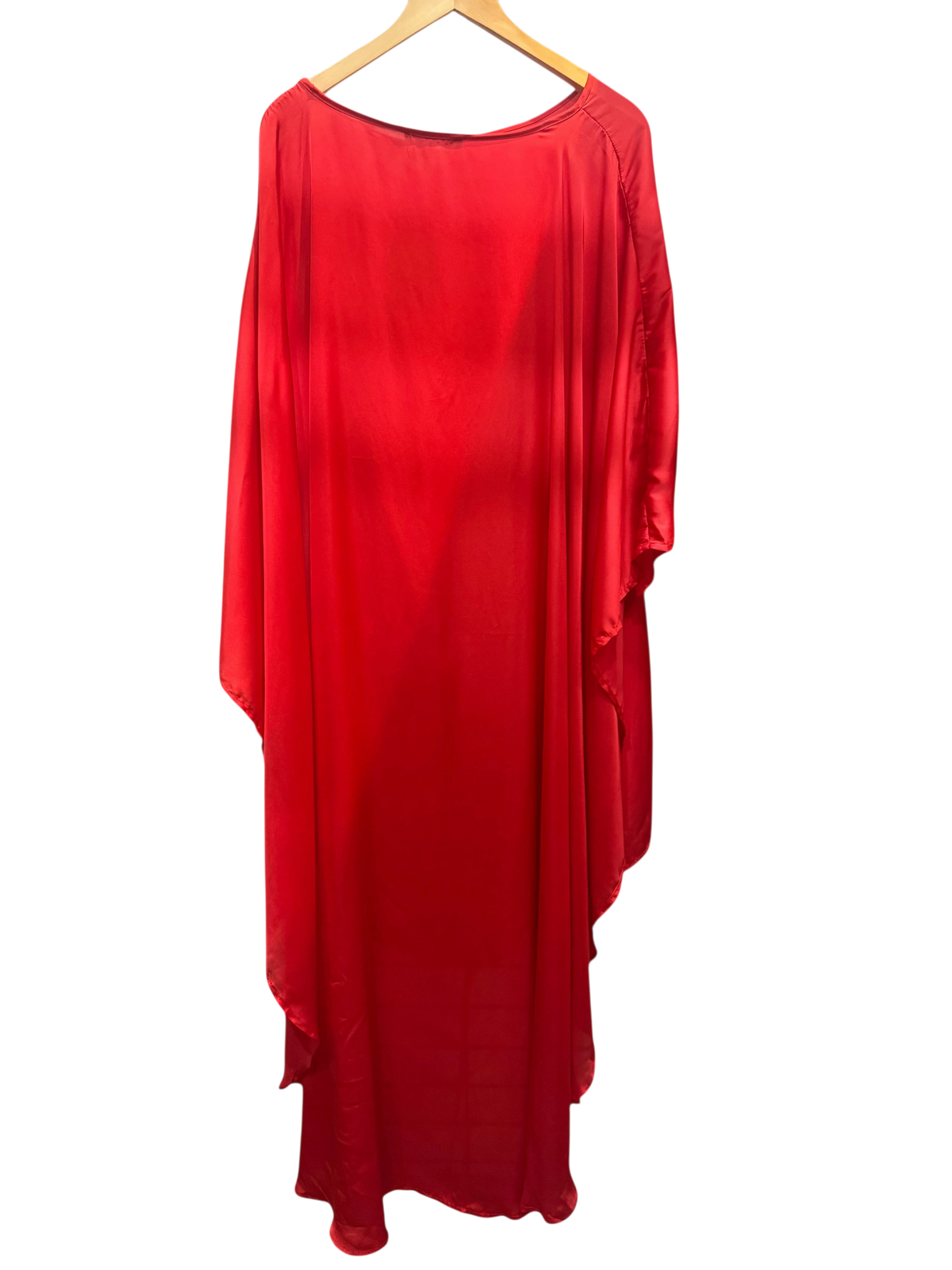Erika Peña Vibrant Red Satin Kaftan Maxi Dress