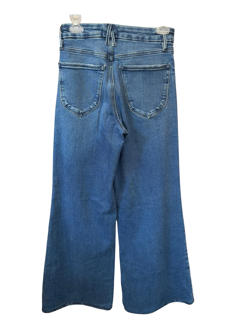 Good American High-Rise Wide-Leg Raw Hem Blue Jeans