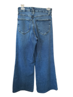 Good American High-Rise Wide-Leg Raw Hem Blue Jeans