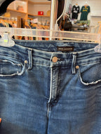 Good American High-Rise Wide-Leg Raw Hem Blue Jeans