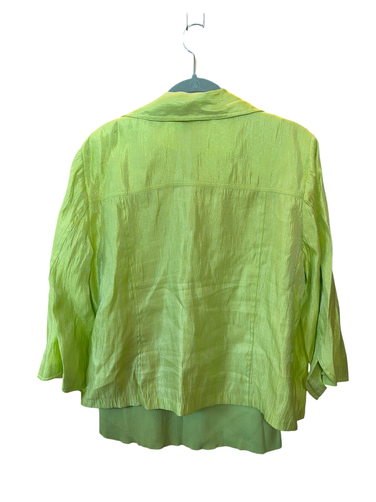Ruby Rd. Lime Green Shimmer Jacket & Embellished Ribbed Tank Top Two-Piece Twin Set