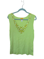 Ruby Rd. Lime Green Shimmer Jacket & Embellished Ribbed Tank Top Two-Piece Twin Set