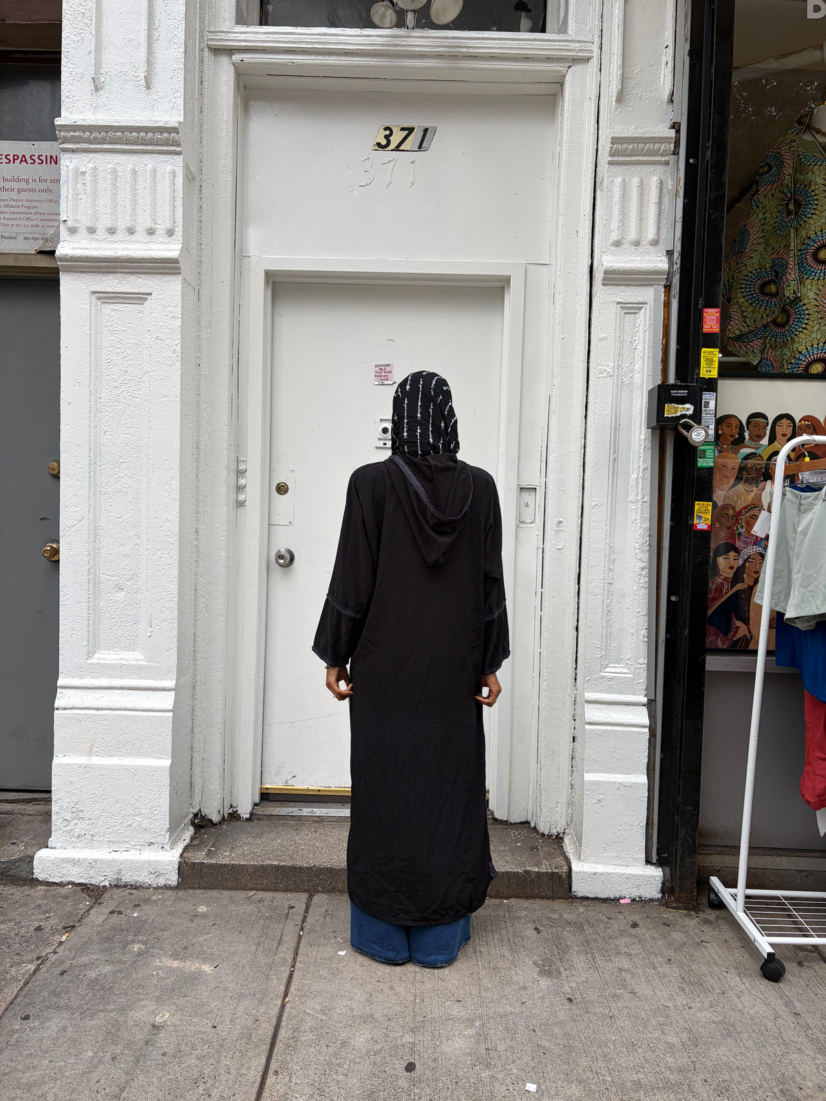 Midnight Black Hooded Djellaba Abaya