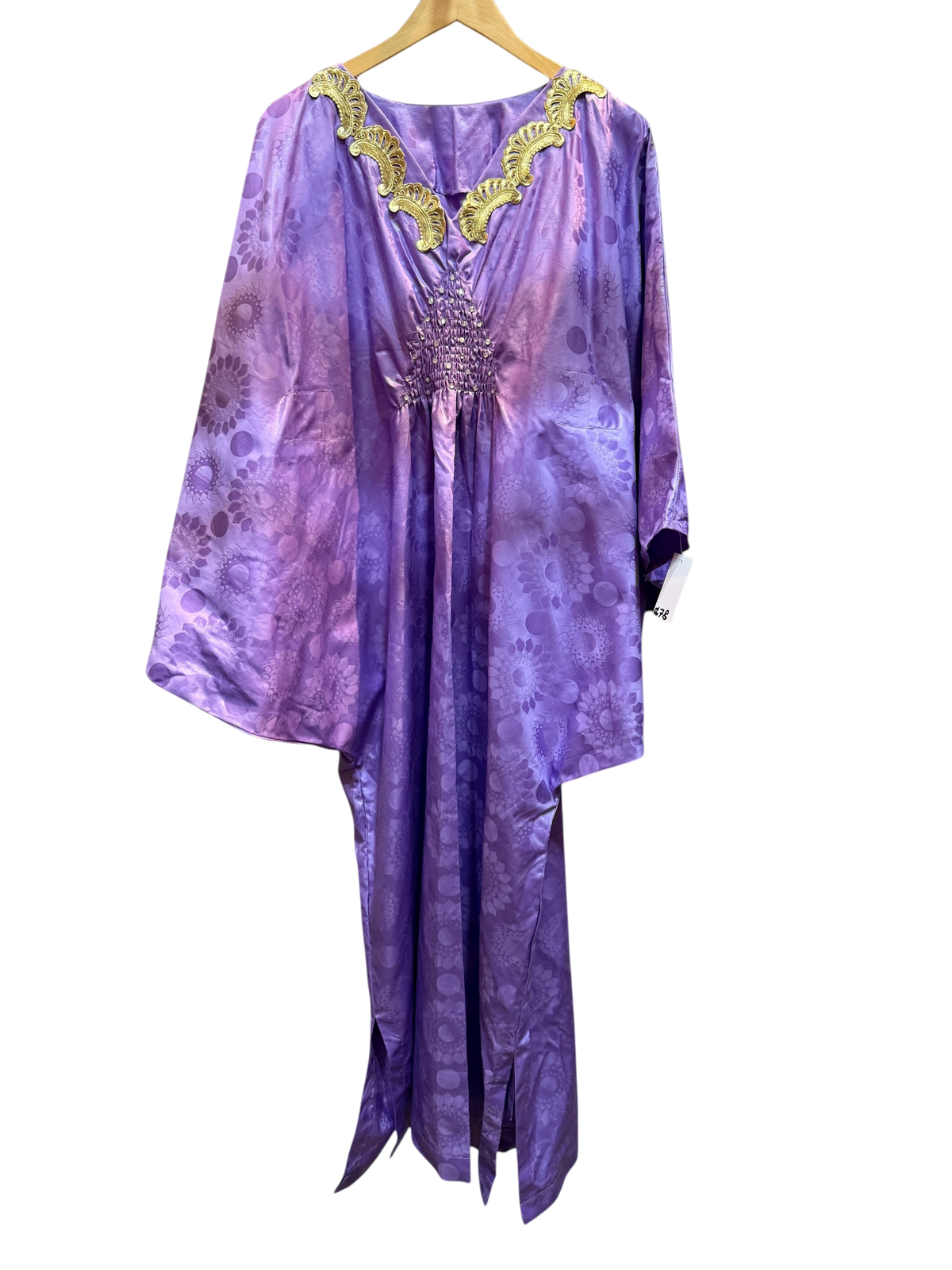 Lavender Purple Floral Jacquard Kaftan Maxi Gown