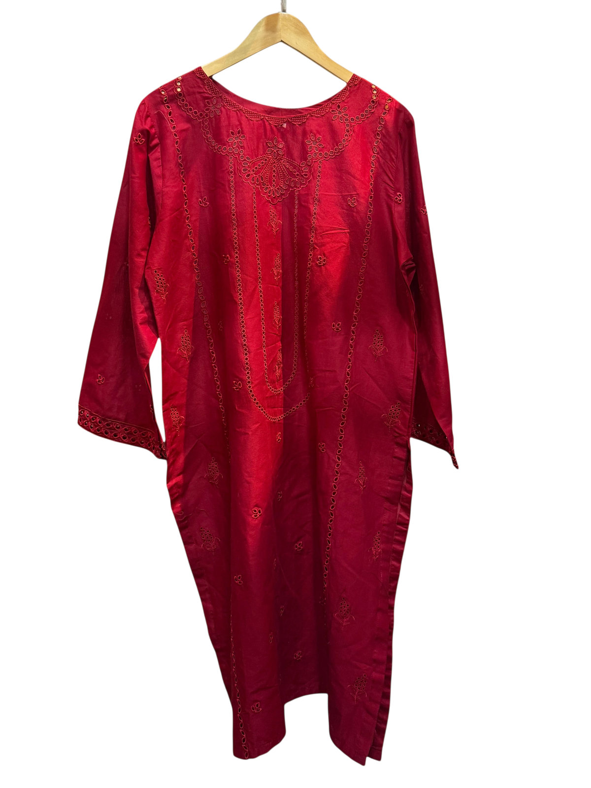 Crimson Red Tonal Embroidered Tunic Kurti
