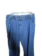Vintage Braided Waistband Wide-Leg Denim Jeans
