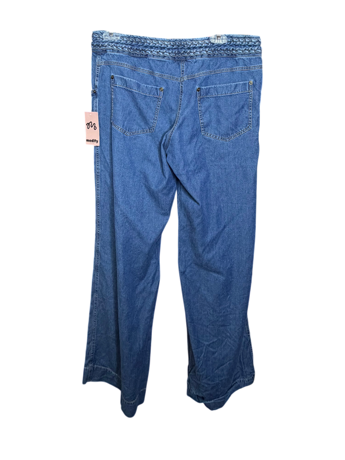 Vintage Braided Waistband Wide-Leg Denim Jeans