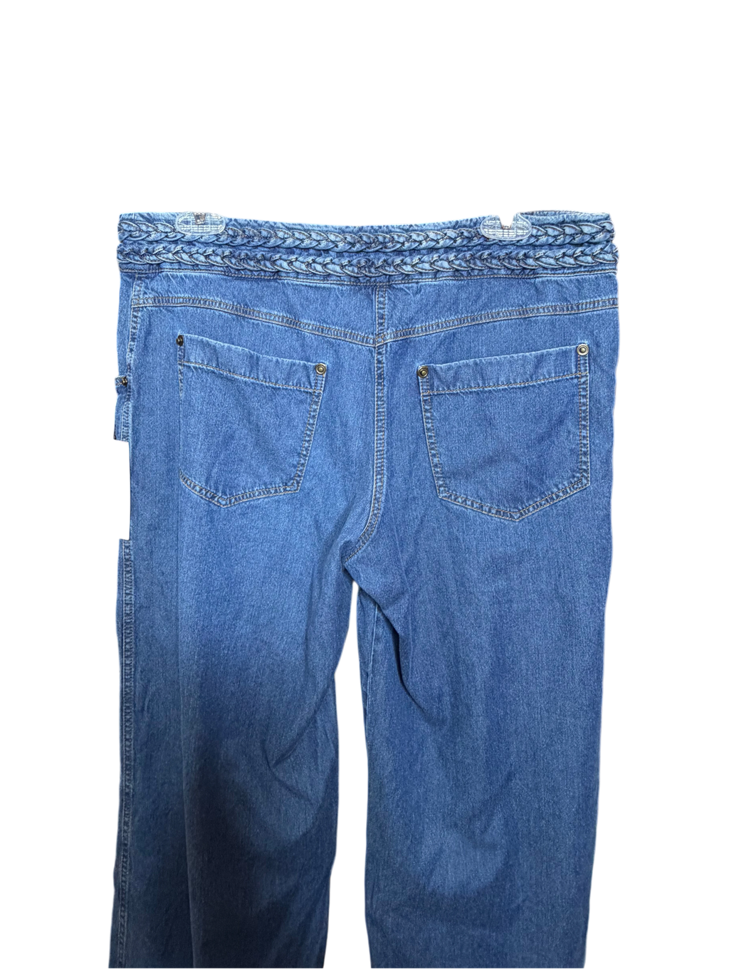 Vintage Braided Waistband Wide-Leg Denim Jeans