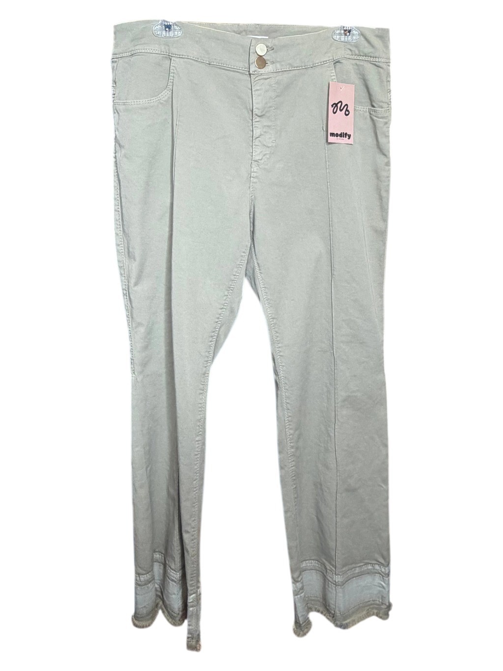High-Rise Raw Hem Straight-Leg Pants