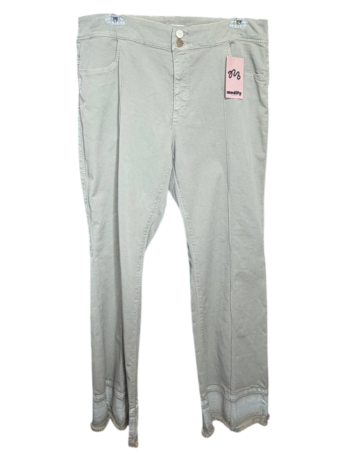 High-Rise Raw Hem Straight-Leg Pants