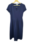 Shelby & Palmer Navy Blue Stitched-Pleat Fit & Flare Dress