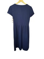 Shelby & Palmer Navy Blue Stitched-Pleat Fit & Flare Dress