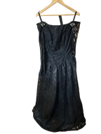 Raoul Arango for Saks Fifth Avenue Black 100% Silk Lace Vintage Evening Midi Dress