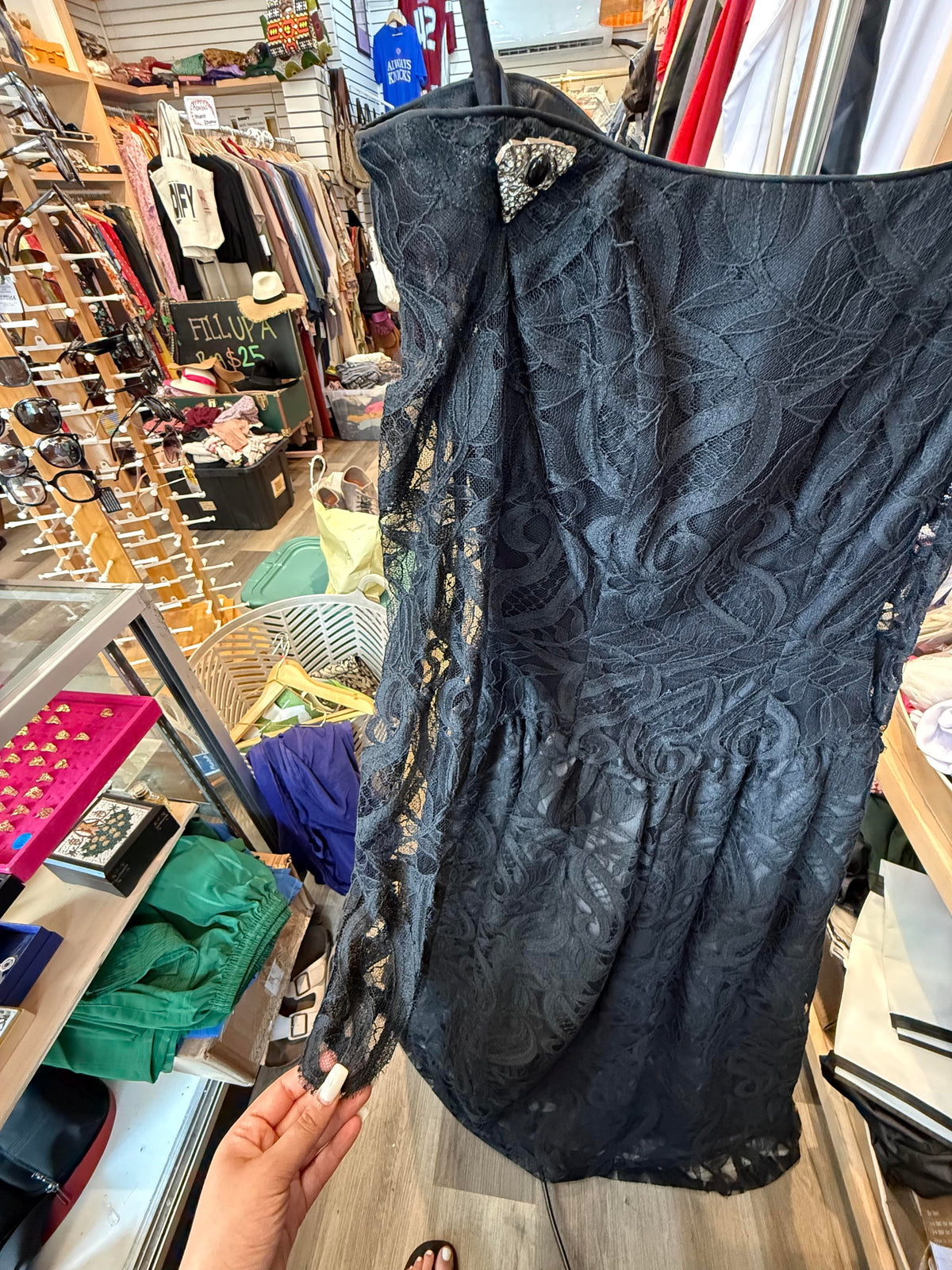 Raoul Arango for Saks Fifth Avenue Black 100% Silk Lace Vintage Evening Midi Dress
