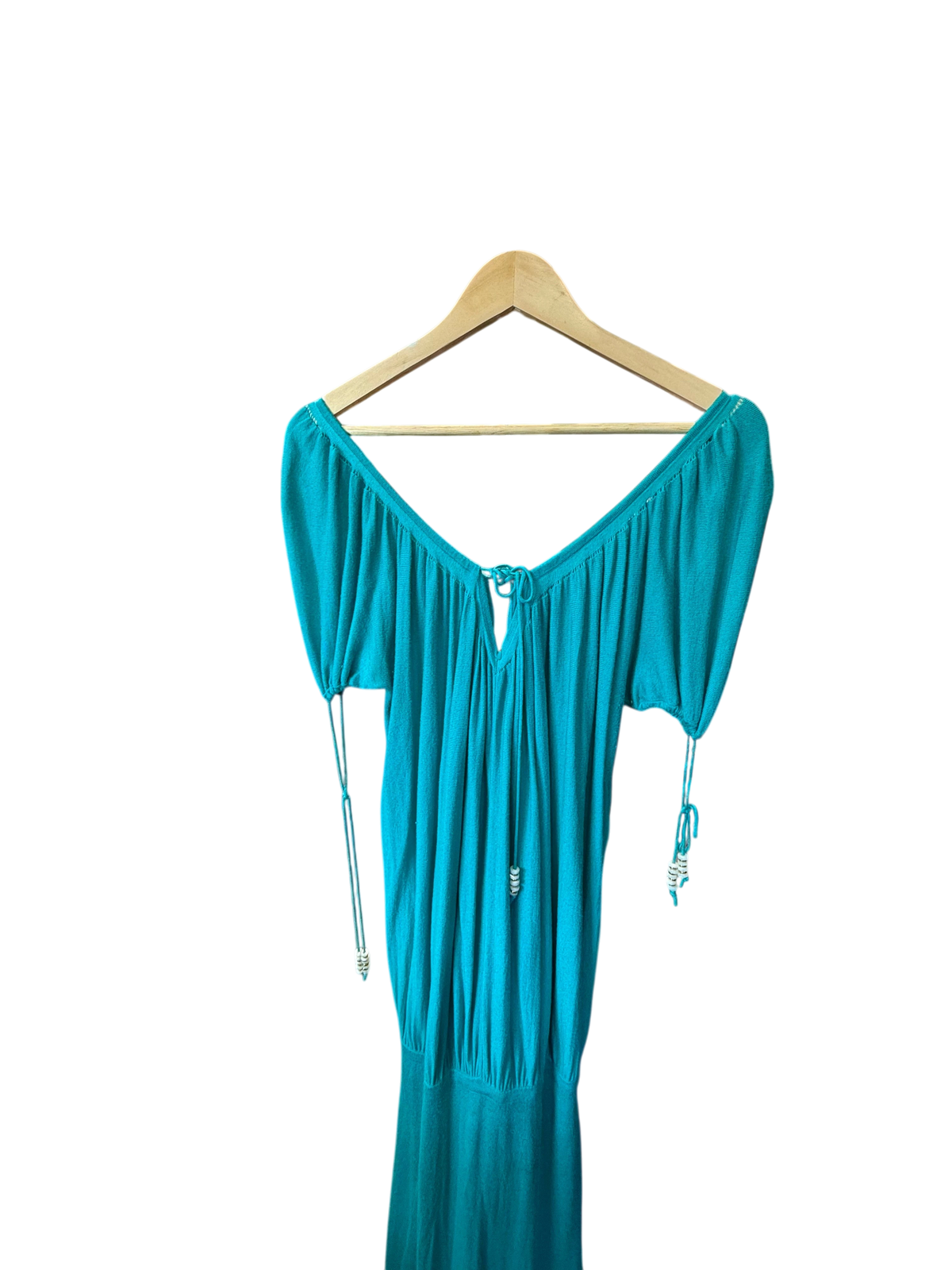 Turquoise Teal Off-the-Shoulder Maxi Dress