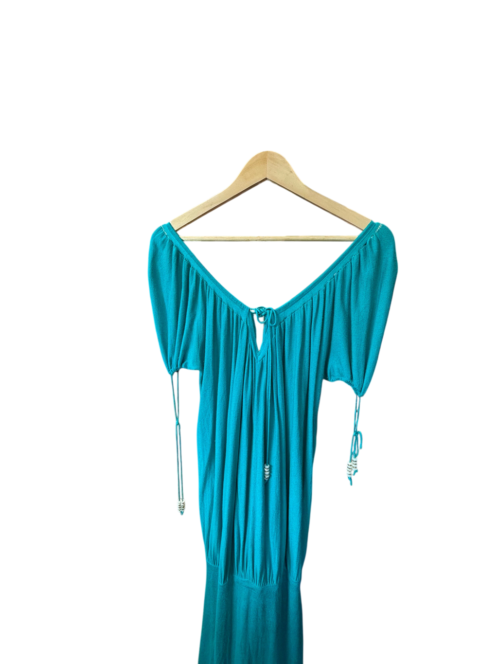 Turquoise Teal Off-the-Shoulder Maxi Dress