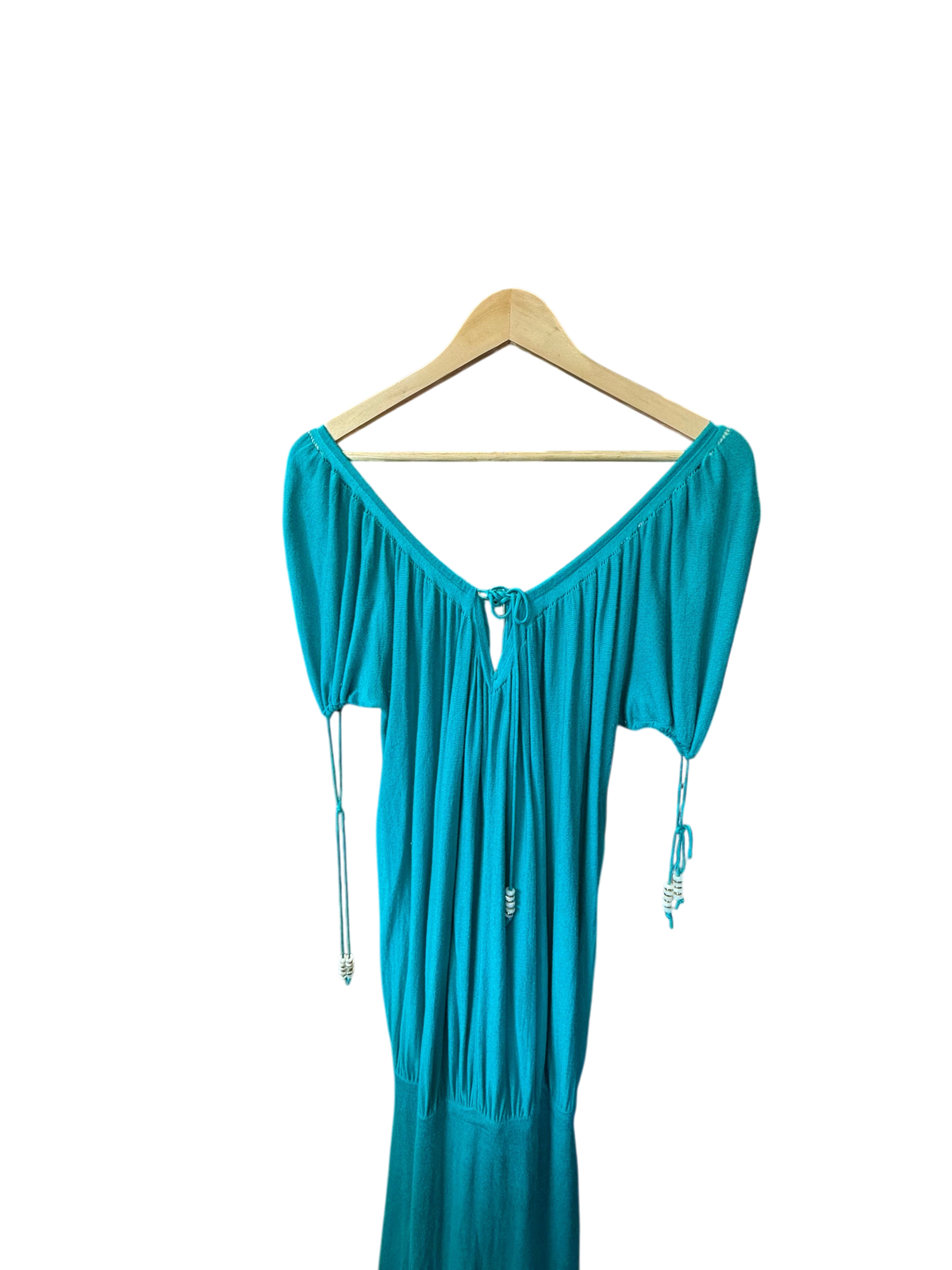 Turquoise Teal Off-the-Shoulder Maxi Dress