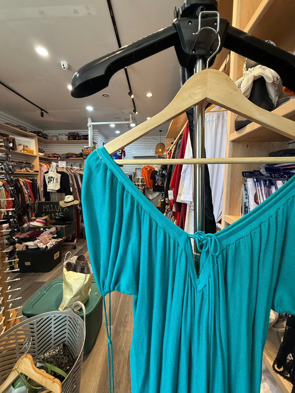 Turquoise Teal Off-the-Shoulder Maxi Dress
