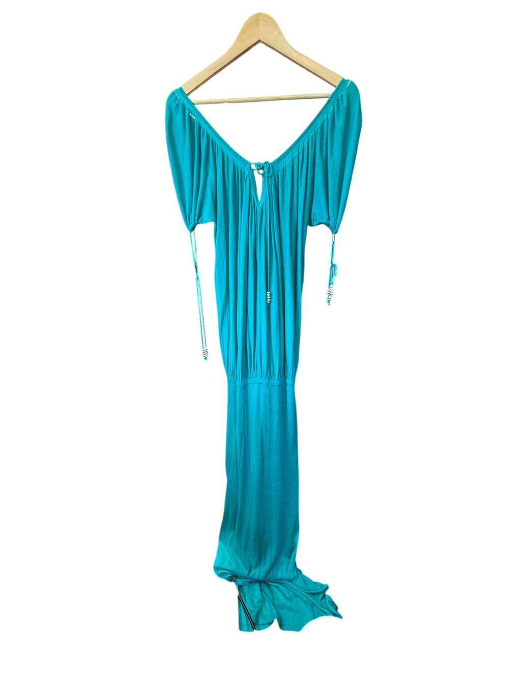 Turquoise Teal Off-the-Shoulder Maxi Dress