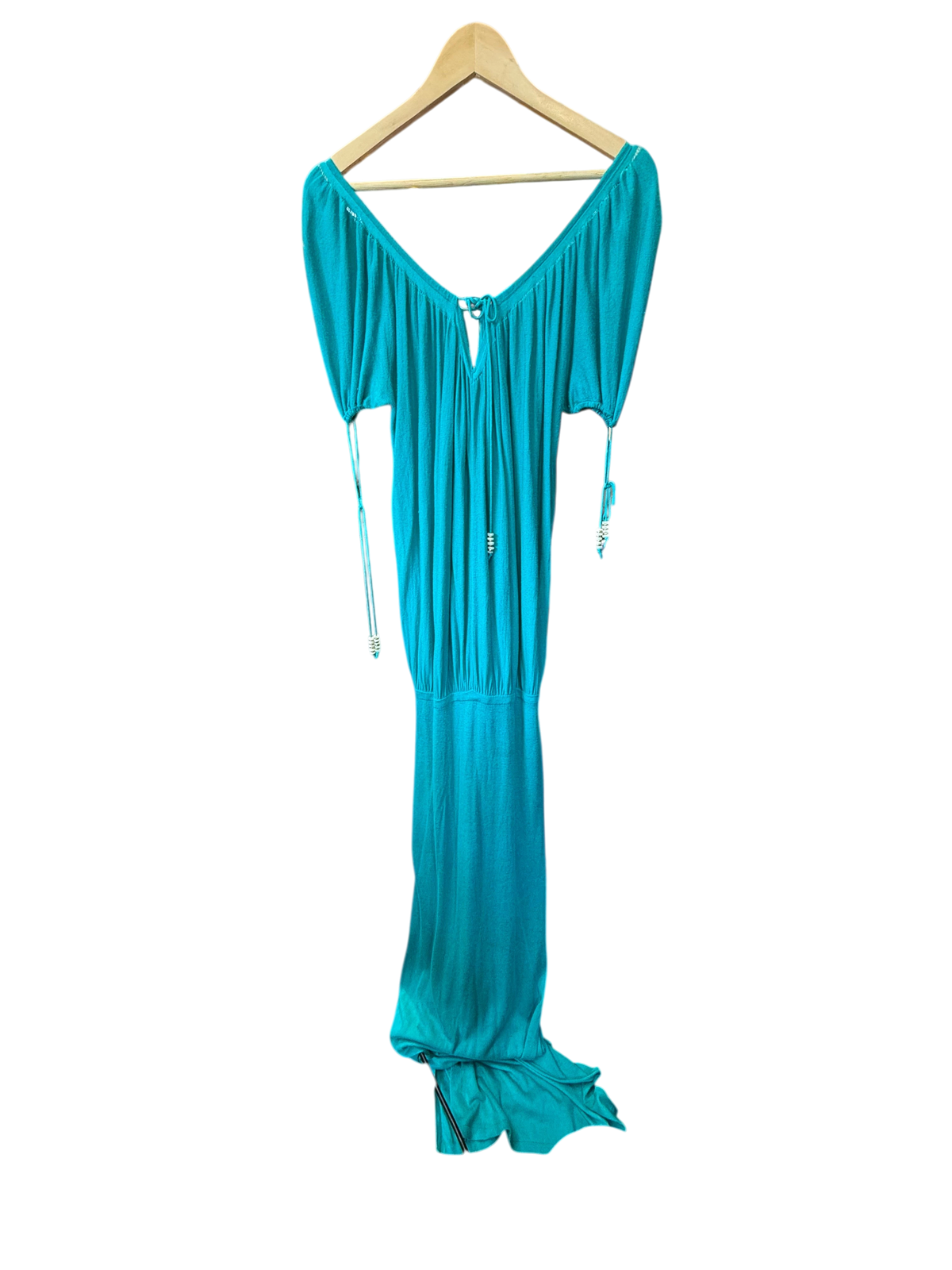 Turquoise Teal Off-the-Shoulder Maxi Dress