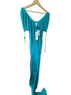 Turquoise Teal Off-the-Shoulder Maxi Dress