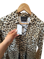 Longchamp Leopard Print Lace-Up Tassel Mini Dress