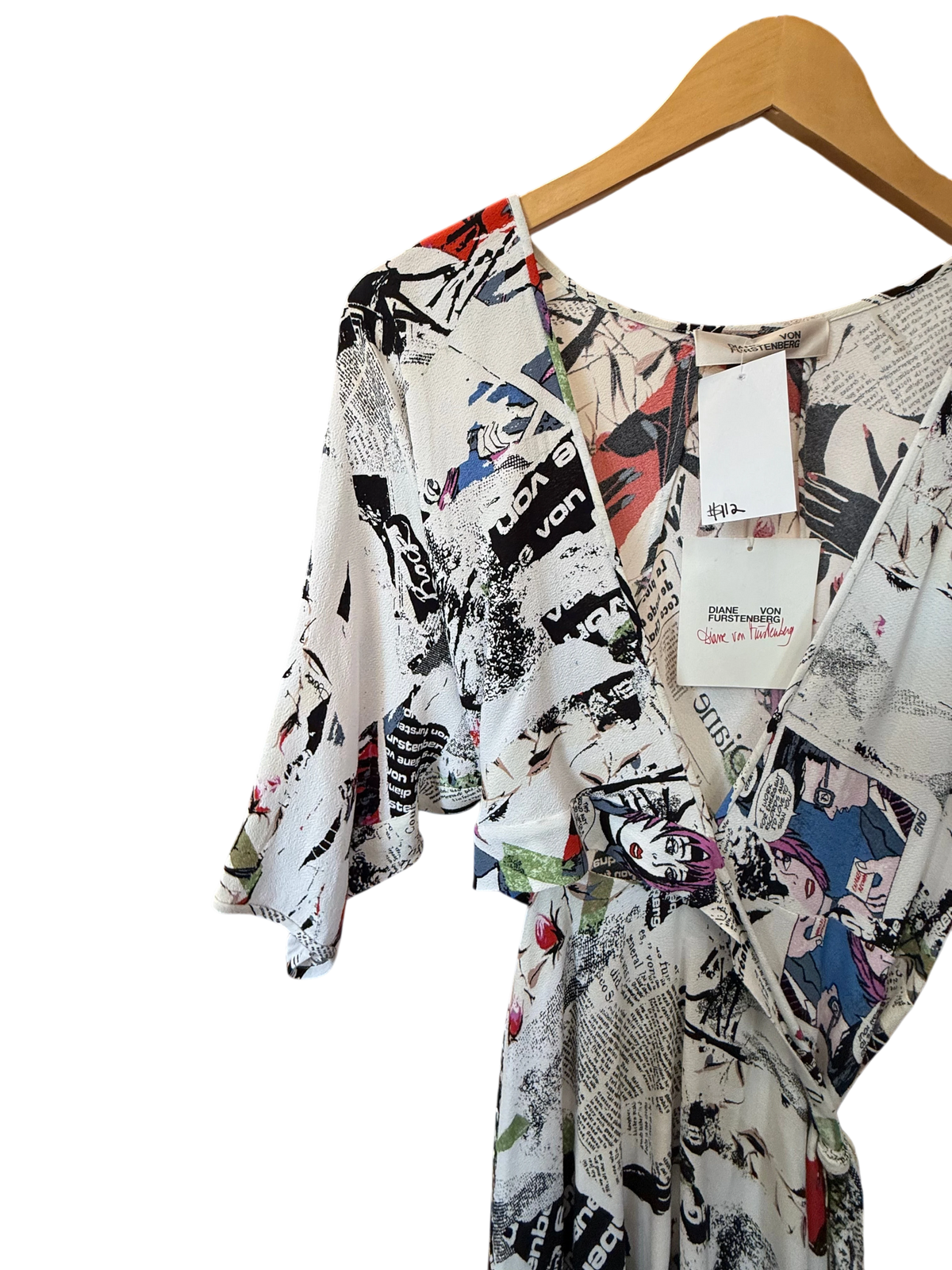 DIANE VON FURSTENBERG Newspaper Pop Art Print Wrap Midi Dress
