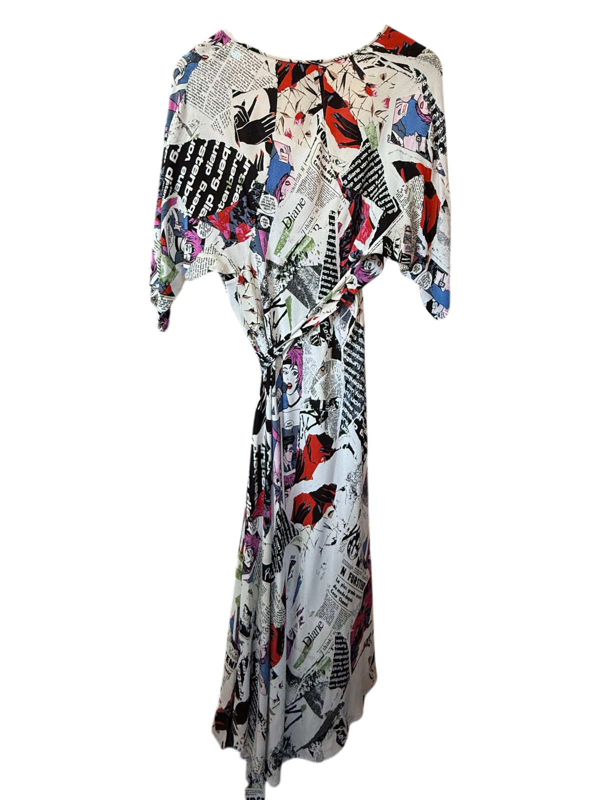 DIANE VON FURSTENBERG Newspaper Pop Art Print Wrap Midi Dress