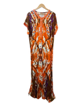 Orange Abstract Batik Tie-Dye Moroccan Kaftan