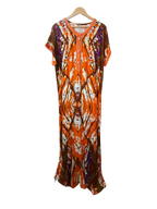 Orange Abstract Batik Tie-Dye Moroccan Kaftan