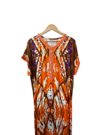 Orange Abstract Batik Tie-Dye Moroccan Kaftan