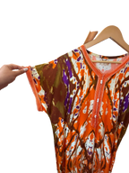 Orange Abstract Batik Tie-Dye Moroccan Kaftan