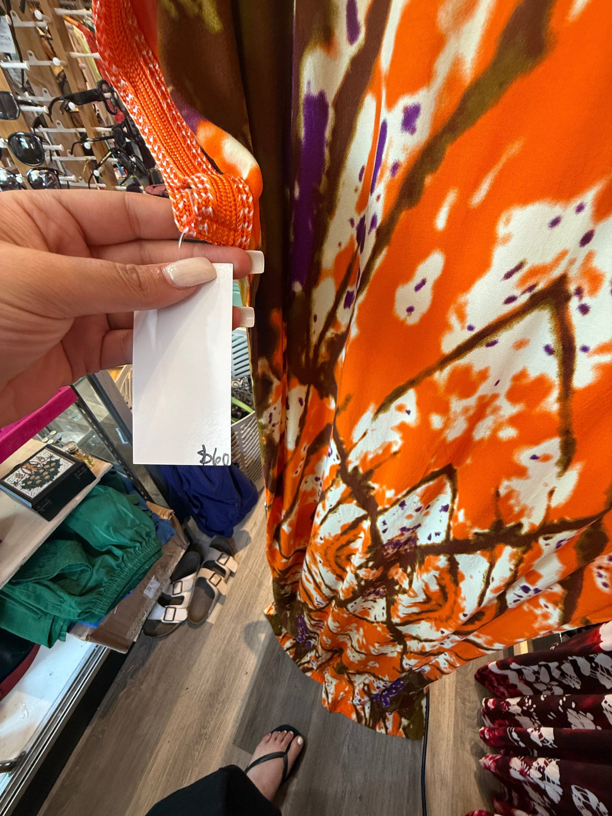 Orange Abstract Batik Tie-Dye Moroccan Kaftan