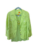 Ruby Rd. Lime Green Shimmer Jacket & Embellished Ribbed Tank Top Two-Piece Twin Set
