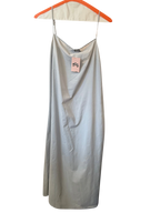 Modify Thrift Club Monaco powder blue sleeveless midi slip dress with a draped cowl neck and slim spaghetti straps.
