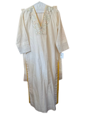 Modify Thrift cream cotton kurta tunic with silver sequin embroidery, V-neck, and golden-yellow side trim details.