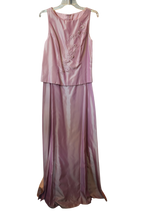 Modify Thrift CRIMSON by Lawrance Kurtz mauve pink taffeta formal maxi gown with floral embroidery and sequin accents.