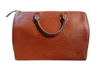 Modify Thrift Louis Vuitton Speedy 30 handbag in Kenyan Brown Epi leather with gold-tone hardware and rolled handles.