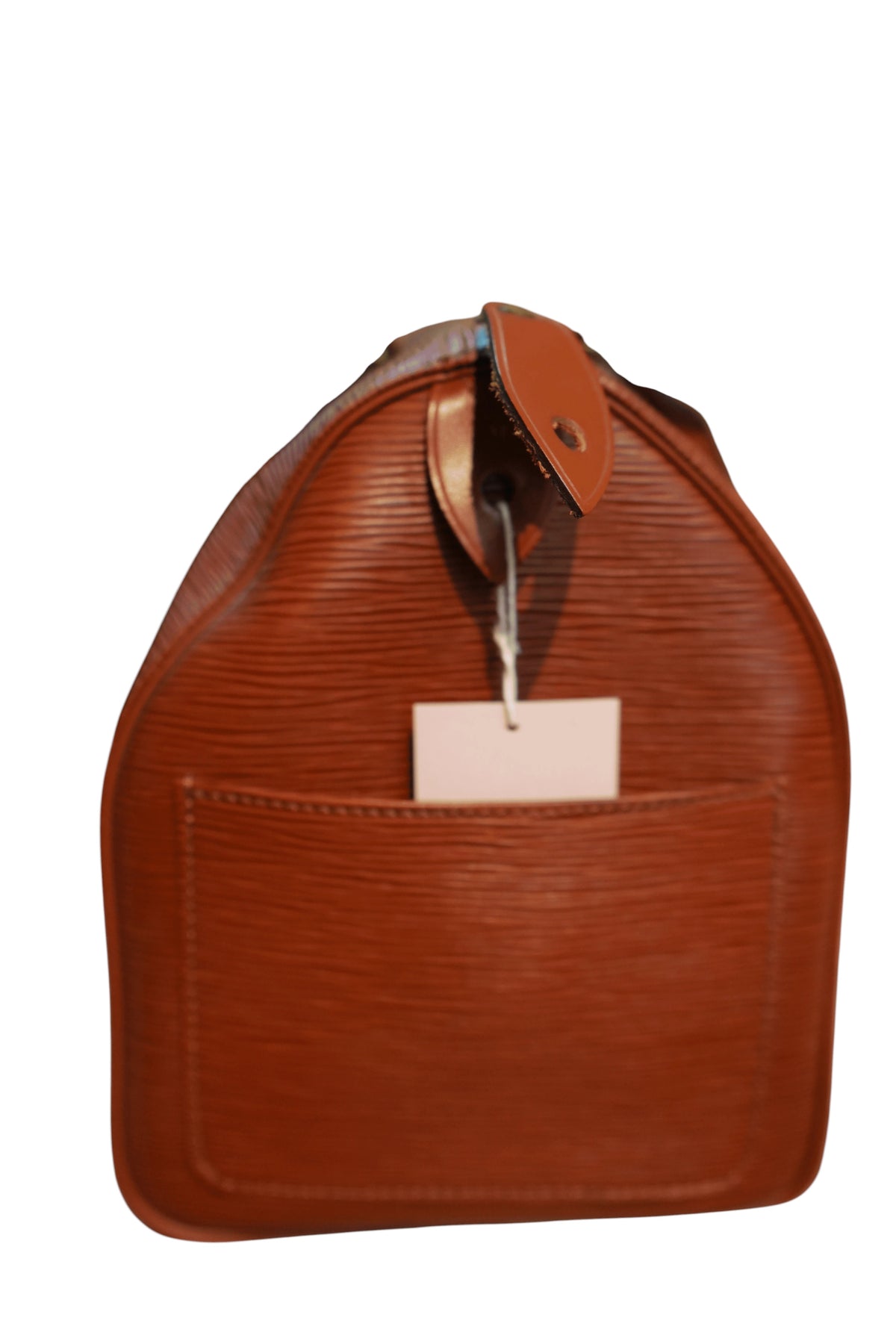 Modify Thrift Louis Vuitton Speedy 30 handbag in Kenyan Brown Epi leather with side slip pocket and leather tag